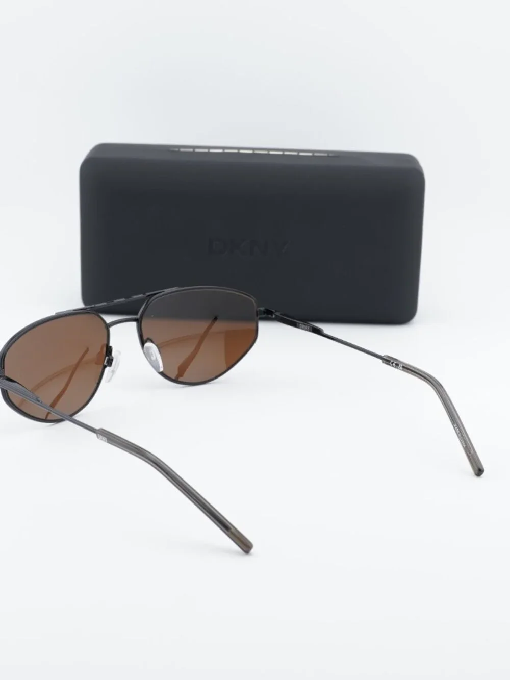 DKNY DK117S 001 Square Sunglasses - Black/Brown